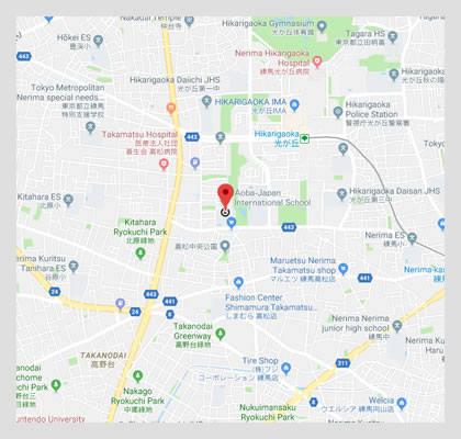 Google map location to Aoba International School, Hikarigaoka, Tokyo