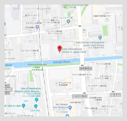 Google map location to Indian International School, Tokyo